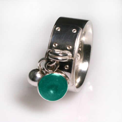Ashes Jewellery-Tiffany Style Birthstone Ring - March Aqua