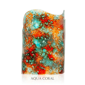 Glass Tealight Panel - Steve Robinson - Aqua Coral